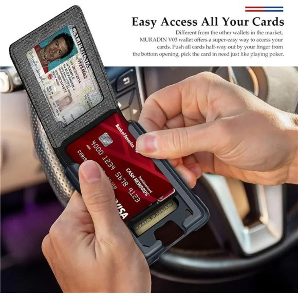 Mens Wallet Tactical Bifold Wallets for Men RFID Blocking Aluminum Cards Holder